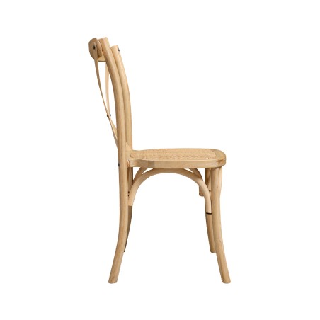 Silla de boda de madera CROSS-BACK WOOD RATTAN natural blanqueado