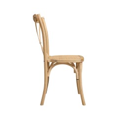 Silla de boda de madera CROSS-BACK WOOD RATTAN natural blanqueado