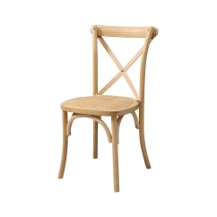 Silla de boda de madera CROSS-BACK WOOD RATTAN natural blanqueado