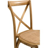 Silla de boda de madera CROSS-BACK WOOD RATTAN rústico brillante