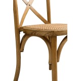 Silla de boda de madera CROSS-BACK WOOD RATTAN rústico brillante