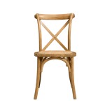 Silla de boda de madera CROSS-BACK WOOD RATTAN rústico brillante