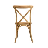 Silla de boda de madera CROSS-BACK WOOD RATTAN rústico brillante