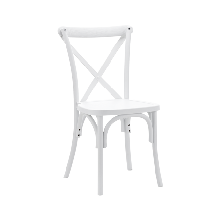 Silla de boda CROSS-BACK POLYWOOD blanca