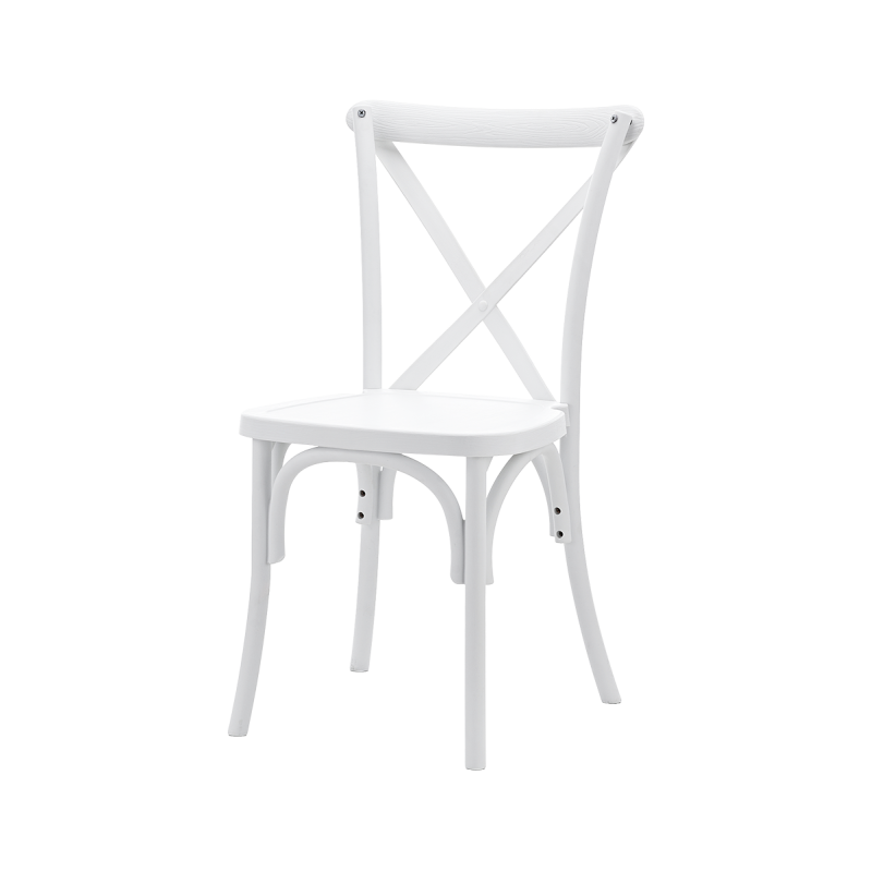 Silla de boda CROSS-BACK POLYWOOD blanca