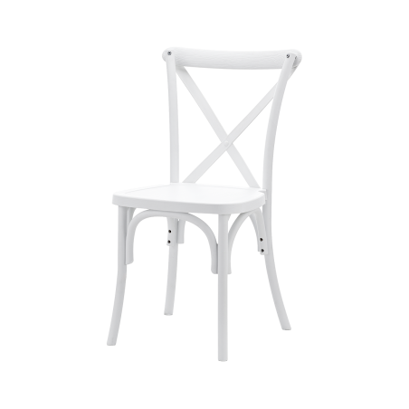 Silla de boda CROSS-BACK POLYWOOD blanca