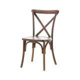 Silla de boda CROSS-BACK POLYWOOD de color nogal