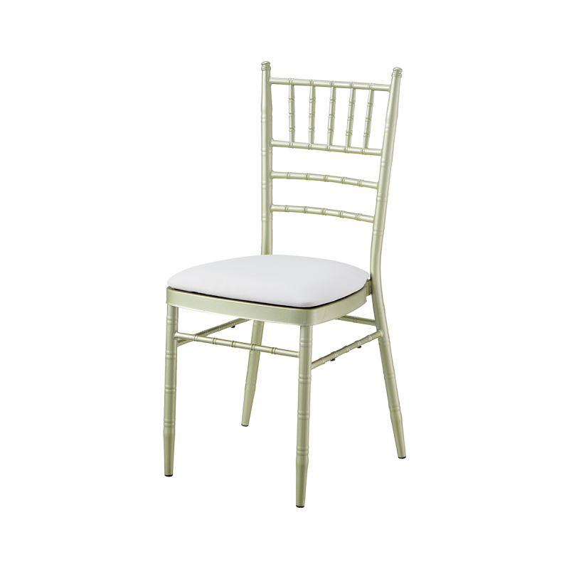 Cojín para silla de boda metálica Chiavari Tiffany de cuero ecológico
