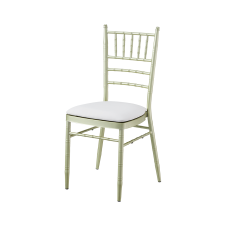 Cojín para silla de boda metálica Chiavari Tiffany de cuero ecológico