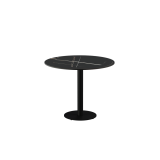 Mesa para biergarten ALFA R sobre blanco de piedra sinterizada