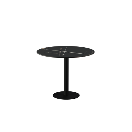 Mesa para biergarten ALFA R sobre blanco de piedra sinterizada