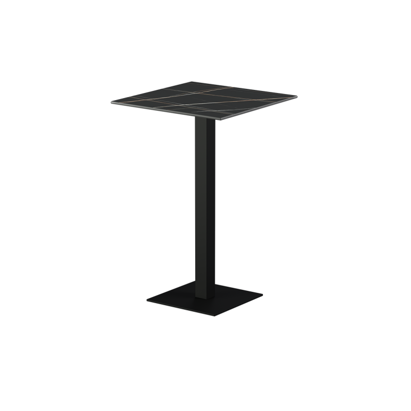 Mesa para terraza cervecera Alfa Bar sobre negro de cuarzo sinterizado