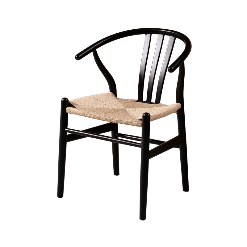 Silla de restaurante de madera WISHBONE negro