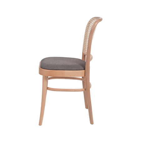 La silla de restaurante de madera LOOMI 811 rattan asiento gris