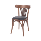 La silla de restaurante de madera LEGEND asiento de ecopiel negra