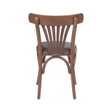 La silla de restaurante de madera LEGEND asiento de ecopiel negra