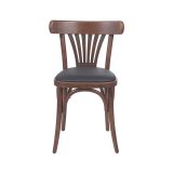 La silla de restaurante de madera LEGEND asiento de ecopiel negra