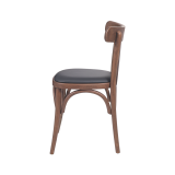 La silla de restaurante de madera LEGEND asiento de ecopiel negra