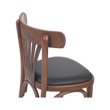 La silla de restaurante de madera LEGEND asiento de ecopiel negra