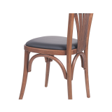 La silla de restaurante de madera LEGEND asiento de ecopiel negra