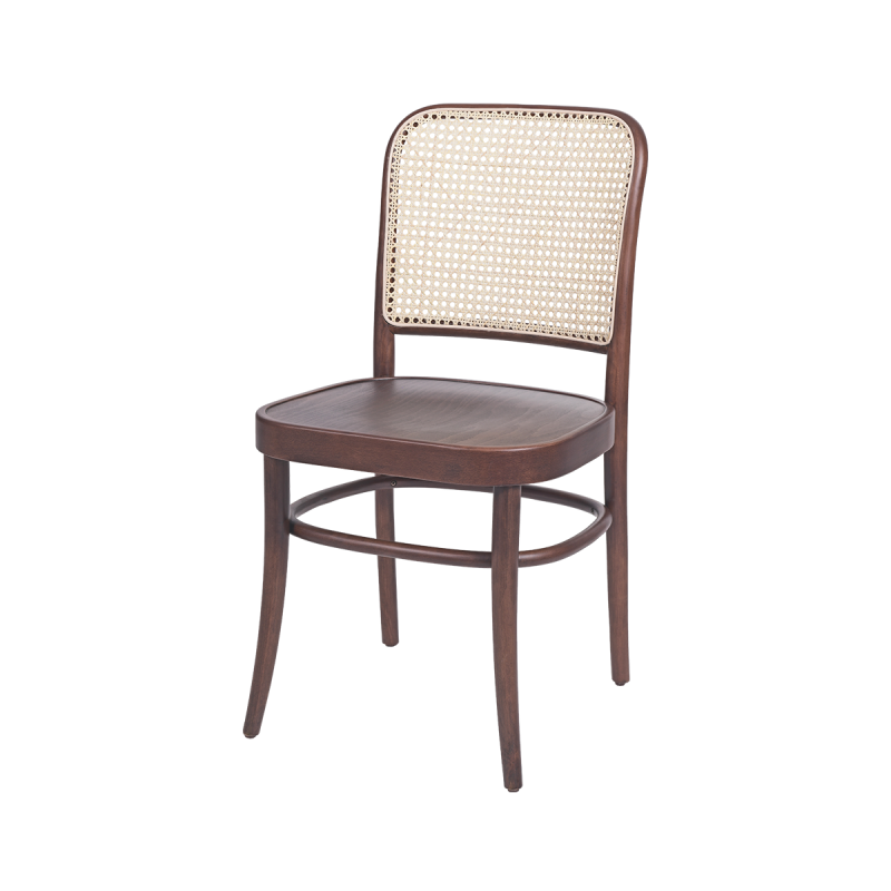 La silla de restaurante de madera LOOMI 811 Rattan Nogal