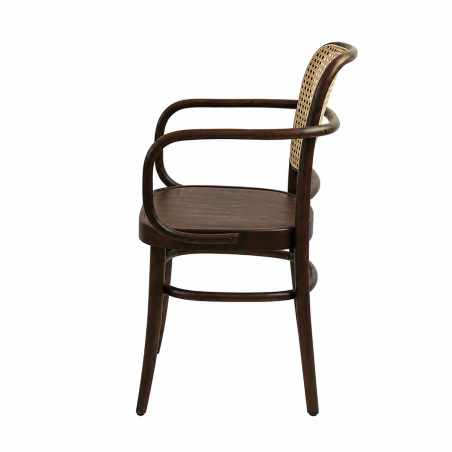 La silla de restaurante de madera LOOMI 811 ARM Rattan nogal
