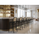 La silla de restaurante de madera LOOMI 811 BAR Rattan negra