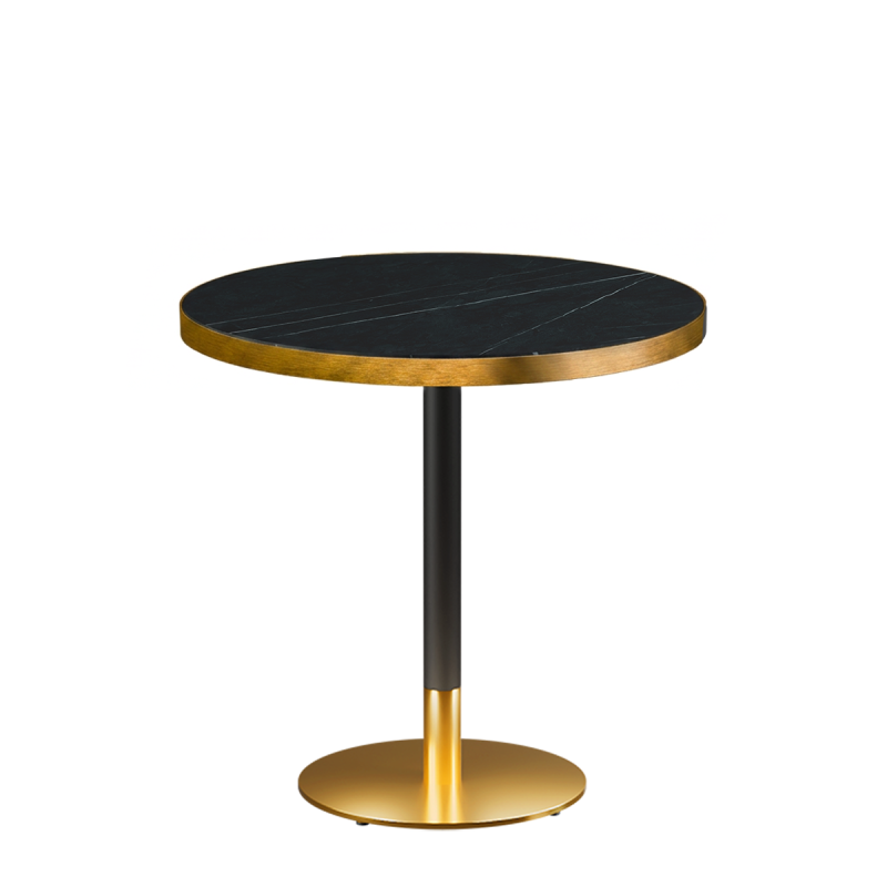 Mesa Da Bistro OMEGA R fi 68 gris piedra con canto dorado