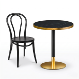 Mesa Da Bistro OMEGA R fi 68 gris piedra con canto dorado