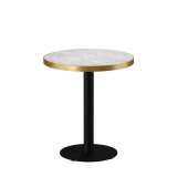 Mesa Da Bistro ALFA R fi 68 mármol crema con canto dorado
