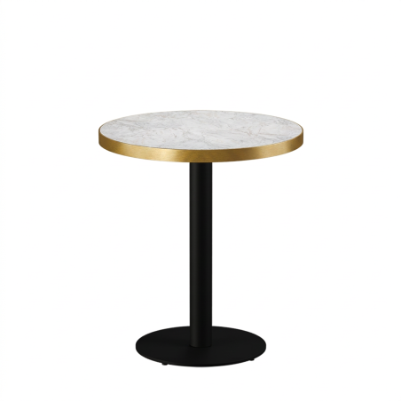 Mesa Da Bistro ALFA R fi 68 mármol crema con canto dorado
