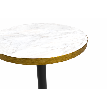 Mesa Da Bistro ALFA R fi 68 mármol crema con canto dorado