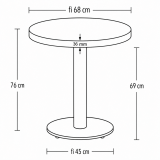 Mesa Da Bistro ALFA R fi 68 mármol crema con canto dorado