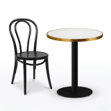 Mesa Da Bistro ALFA R fi 68 blanca con canto dorado
