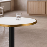 Mesa Da Bistro ALFA R fi 68 blanca con canto dorado