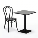 Mesa Da Bistro ALFA S 68x68 gris perla con borde Matt Black