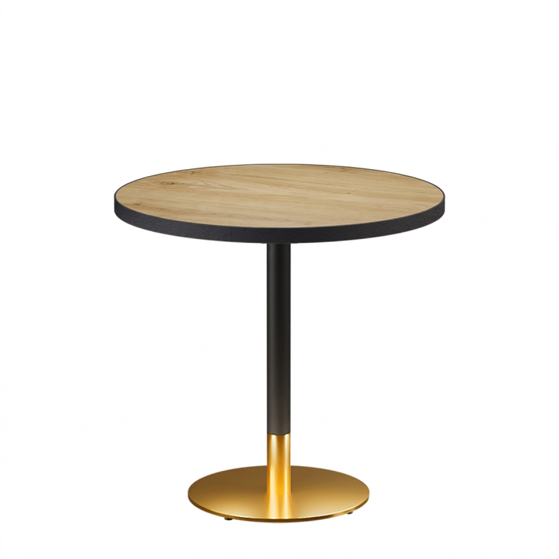 Mesa Da Bistro OMEGA R fi 68 roble atemporal con canto negro mate
