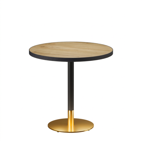 Mesa Da Bistro OMEGA R fi 68 roble atemporal con canto negro mate
