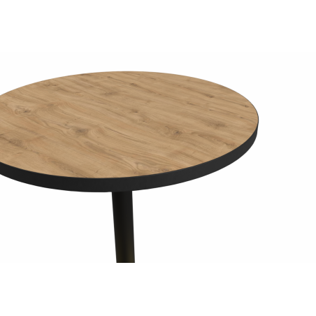 Mesa Da Bistro OMEGA R fi 68 roble atemporal con canto negro mate