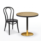 Mesa Da Bistro OMEGA R fi 68 roble atemporal con canto negro mate