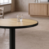 Mesa Da Bistro OMEGA R fi 68 roble atemporal con canto negro mate