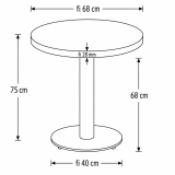 Mesa Da Bistro OMEGA R fi 68 roble atemporal con canto negro mate