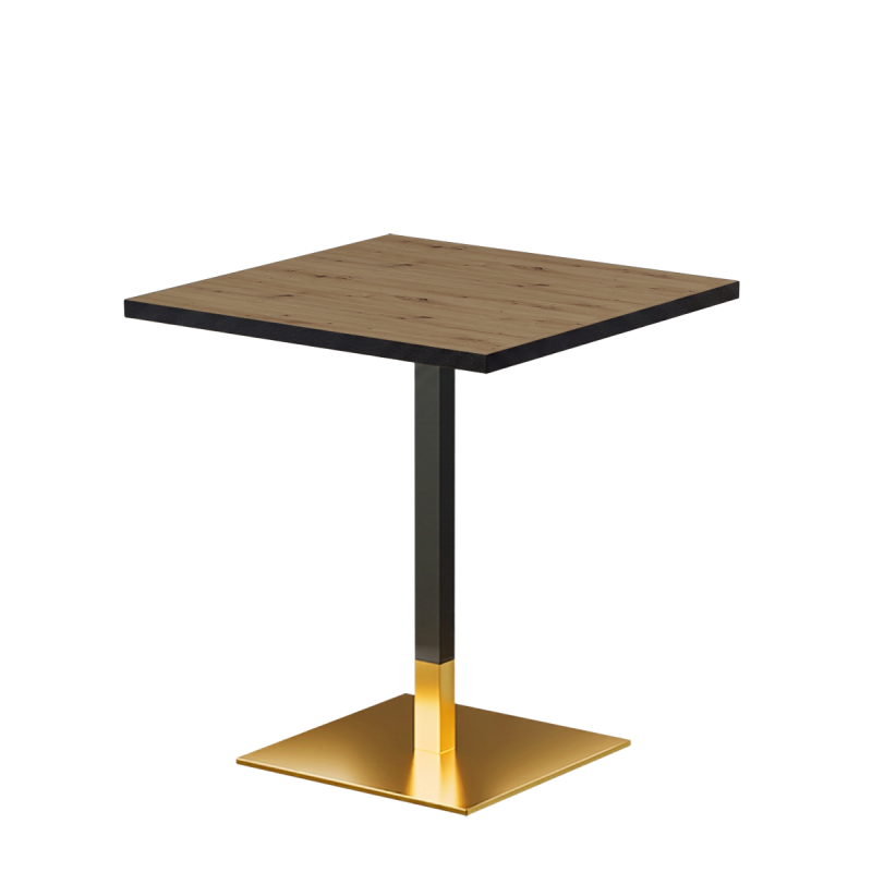 Mesa OMEGA 68x68 roble artisan con canto negro mate