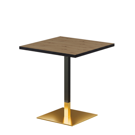 Mesa OMEGA 68x68 roble artisan con canto negro mate