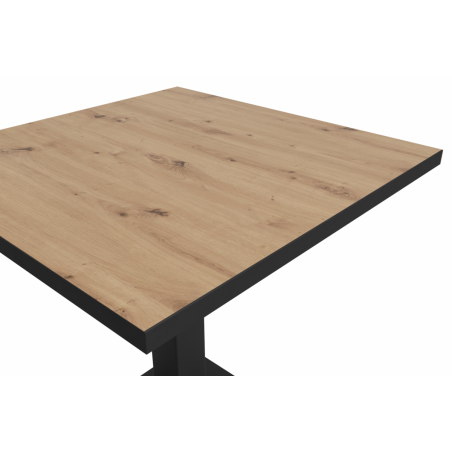 Mesa OMEGA 68x68 roble artisan con canto negro mate