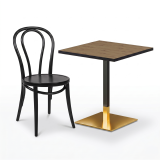 Mesa OMEGA 68x68 roble artisan con canto negro mate