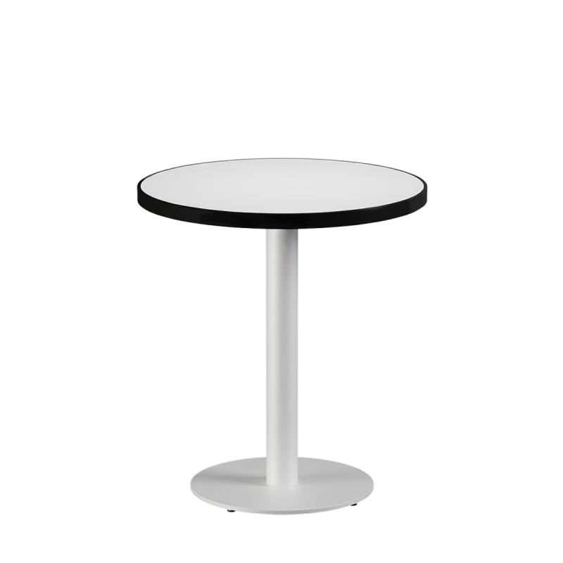 Mesa Da Bistro ALFA R fi 68 blanca con canto negro mate