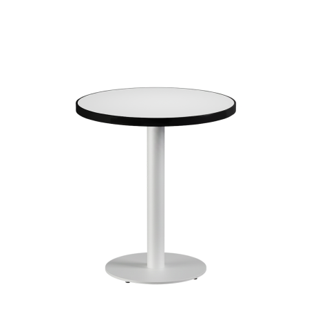 Mesa Da Bistro ALFA R fi 68 blanca con canto negro mate