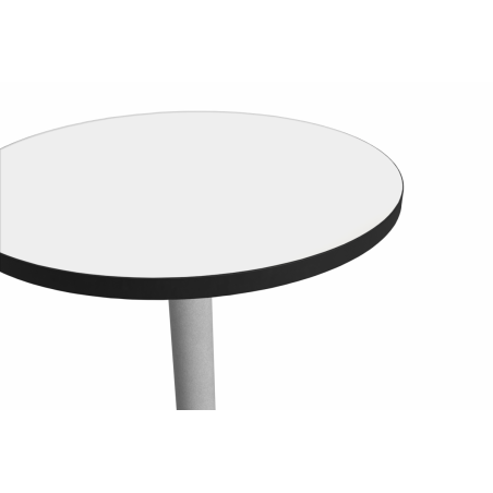 Mesa Da Bistro ALFA R fi 68 blanca con canto negro mate