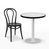 Mesa Da Bistro ALFA R fi 68 blanca con canto negro mate